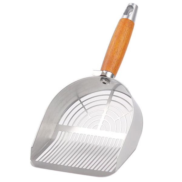 Eco-Friendly 304 Stainless Steel Cat Litter Scoop with Sustainable Wooden Handle