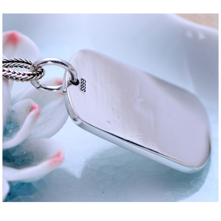 Sterling Silver Dog Tag Necklace Wheat Chain for Women and Men (N052777)