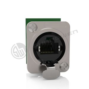  D-Shape Panel Mount Ethercon Ethernet RJ-45 Chassis Connector Indoor Cat 5e 8P Pins LED Application Network Signal D-RJ45 Manufactures