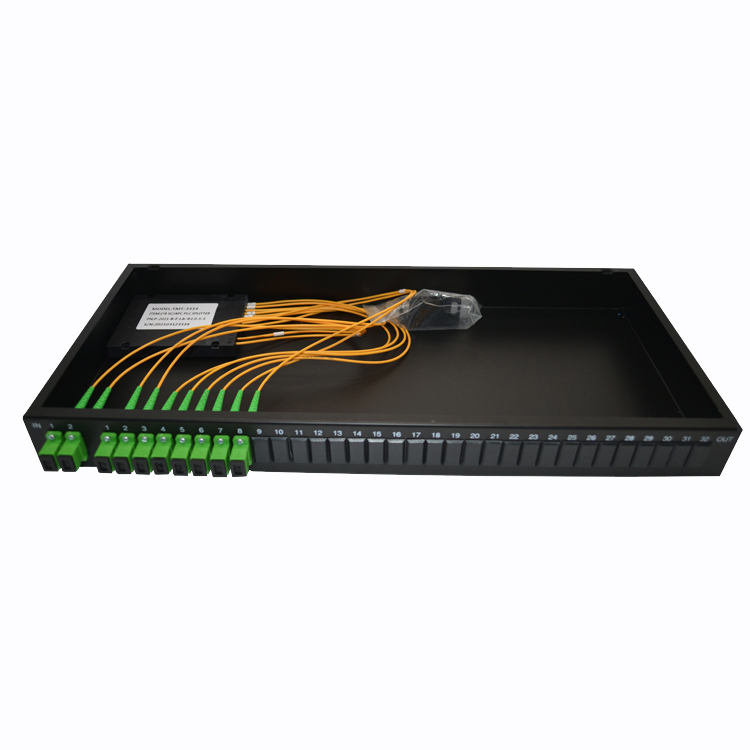 Rack Mount Multimode 2 Way Fiber Splitter 2x8 Port SC To APC