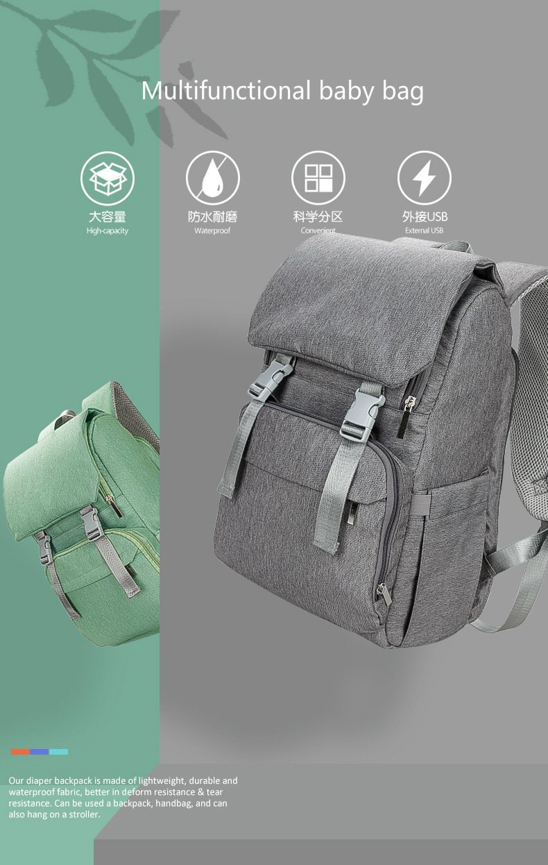 Waterproof Mommy Diaper Bag Large Capacity Backpack Organizer Multifunction Baby Bags With Stroller Strap For Mom&Dad