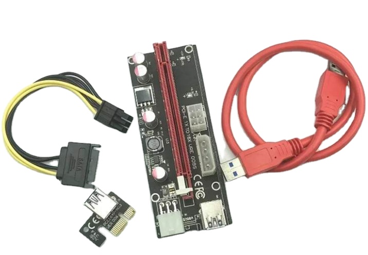 PCIE Riser 1X to 16X Graphics Extension for GPU Powered Riser Adapter Card 60cm USB 3.0 Cable, 4 Solid Capacitors