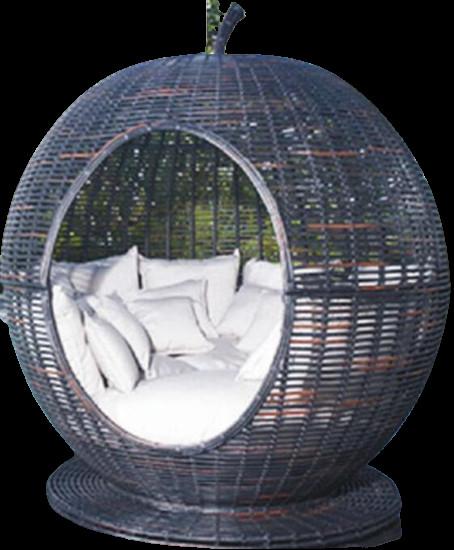 Apple round garden patio cabana wicker plastic canopy sunbed resort rattan UV