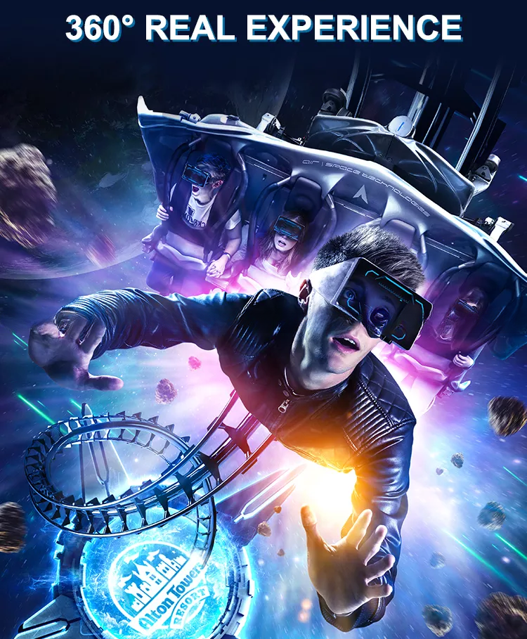 Amusement park Virtual Reality 9D VR 360 Degree Rotating Roller Coaster VR Cinema Simulator