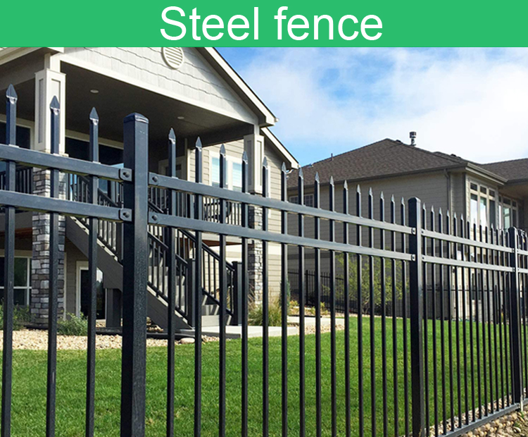 Garden Steel Fence Galvanized Black Spear Top Tubular Steel Panels 1.8*2.4m