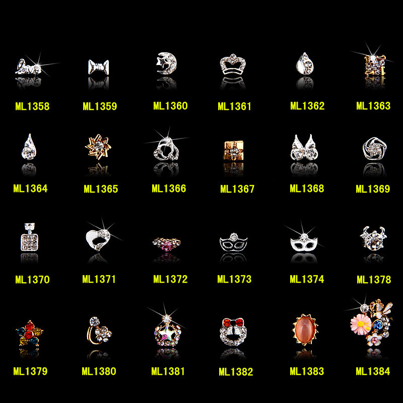 Hot NEW Wholesale Alloy Jewelry 3D Nail Art Jewelry Nail rhinestones Sticker Supplier Number ML1358-1384