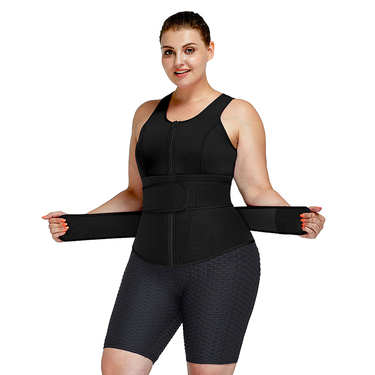 Full Slips Type Women'S Shaper Waist Trainer Vest with Front Zipper and Wide Shoulder