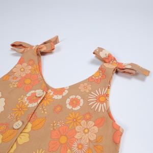 100% Linen Fabric New Born Rompers With Full Print For Baby Jumpsuit