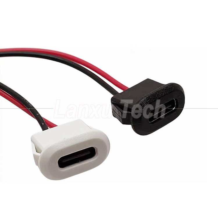 Waterproof USB Type C 2 Pin Female Socket Wire Cable for Lamp Vehicles