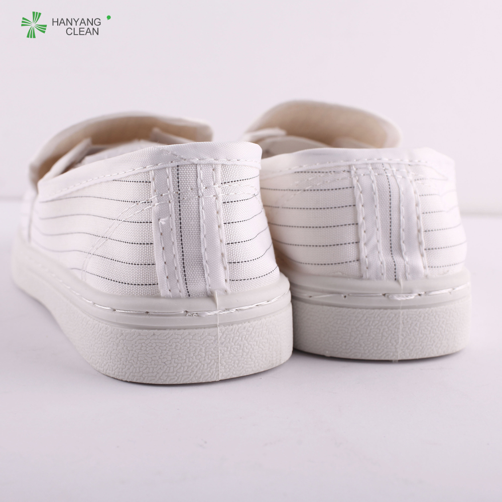 Pharmaceutical factory cleanroom stripe canvas PVC outsole shoe breathable esd antistatic working shoes