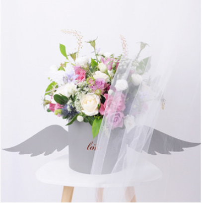Velvet Cylindrical Paper Bouquet Flower Box Arrangements Luxury Packaging Custom