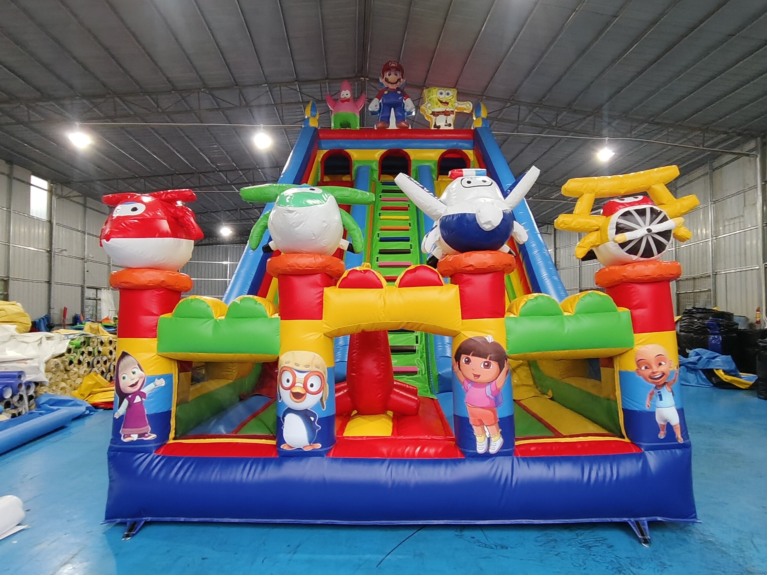 Commercial Pvc Tarpaulin Inflatable Slides Cartoon Characters Inflatable Water Slides Castle For Kids And Adults