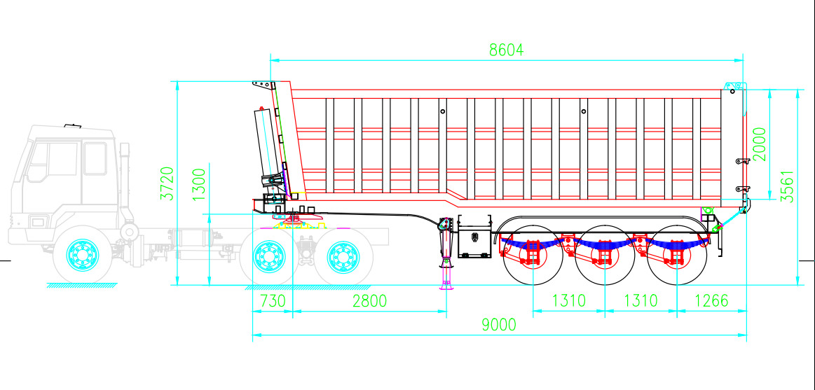 Triple Axles Hydraulic 40 Ton Rear Dump Trailers