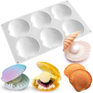 China Silicone Sea Shell Mold Baking Mould Ice Cube Tray Shell Shape Silicone Mold For Chocolate, Soap, Candle, Fondant Birthday Cake Decoration And Jelly on sale