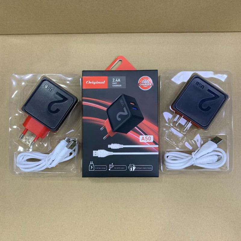 Black White QC3.0 USB Charger Kits 5V 2.4A Output With EU US Plug