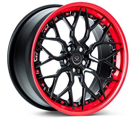 Red Lip Gloss Spoke 3 Piece Forged Wheels Alloy Rims 5X114.3 5X108 For Ferrari
