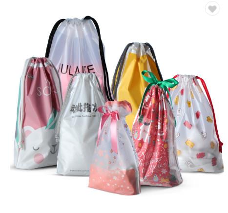 Waterproof Cartoon Frosted CPE PE Drawstring Gift Bag Eco-Friendly Custom