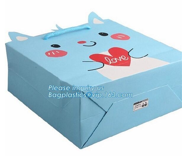 Luxury paper bags with handles Different Sizes,250gsm art paper shopping carrier bag custom printing with handle rope