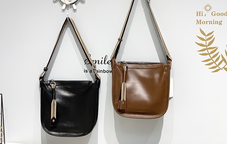 Cow Split Leather Crossbody Bag For Bucket Hobo Shoulder Messenger Purse