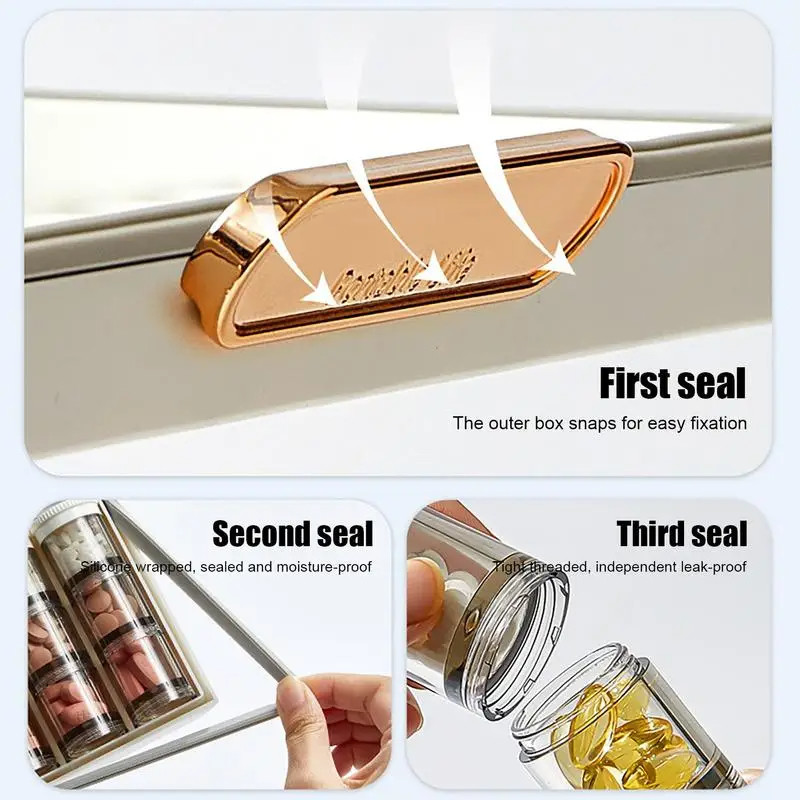 Weekly Pill Organizer 3 Times A Day 7 Day Pill Box With Separate Compartment Internal Box Threaded Knob Structure Large Medicine Organizer Box