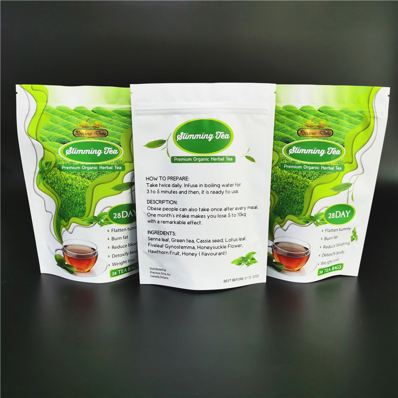 Digital Printing Stand Up Pouches Empty Tea Packaging Bag Green Diet Tea Mylar Bags