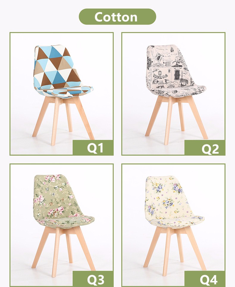Cotton Fabric / PP Upholstered Dining Room Chairs With Solid Wood Legs