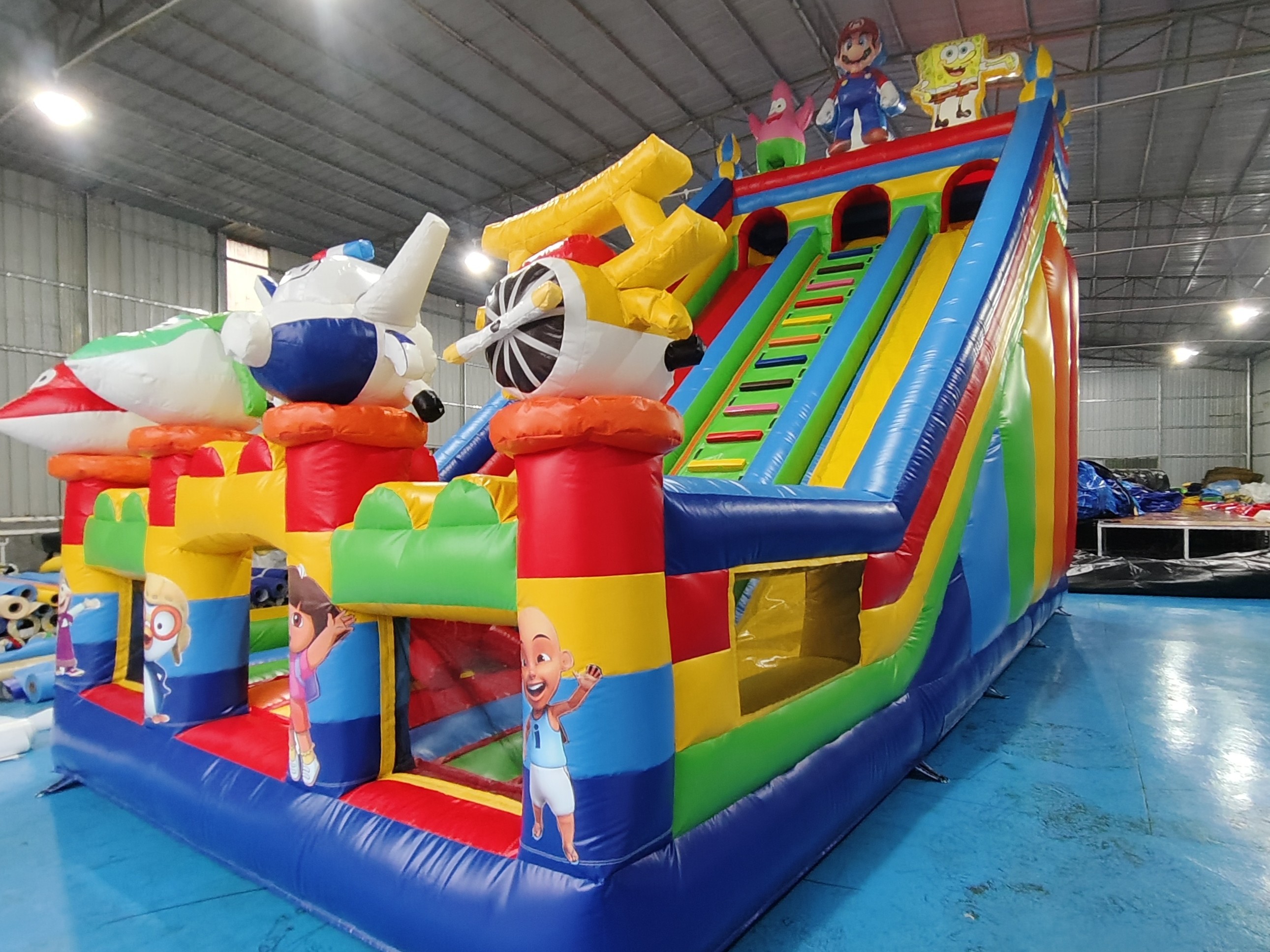 Commercial Pvc Tarpaulin Inflatable Slides Cartoon Characters Inflatable Water Slides Castle For Kids And Adults