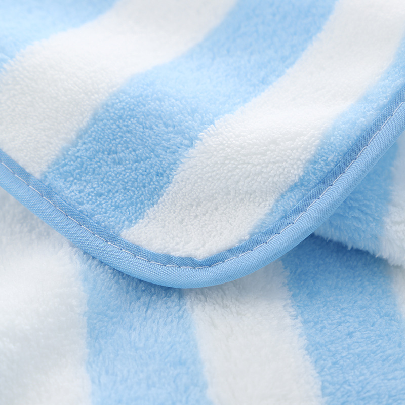 Broad Stripe Coral Velvet Hand Face Towel Set 35*75cm 70*140cm Microfiber Absorbent Towel Set