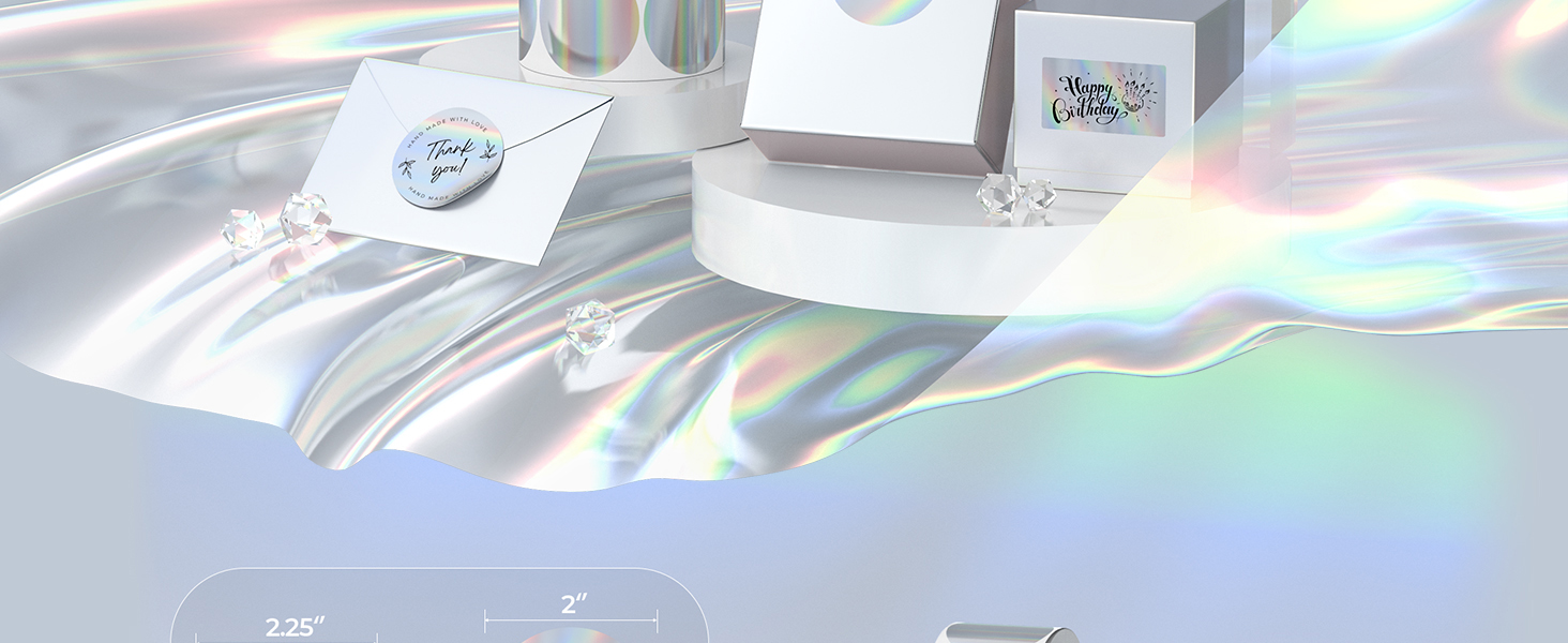 MUNBYN Holographic Silver Thermal Sticker Labels