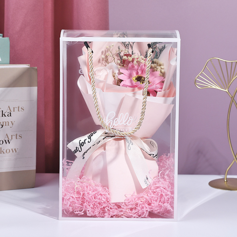 Gift Box Packaging With Handle Customizable Capacity Pvc Transparent For Industrial