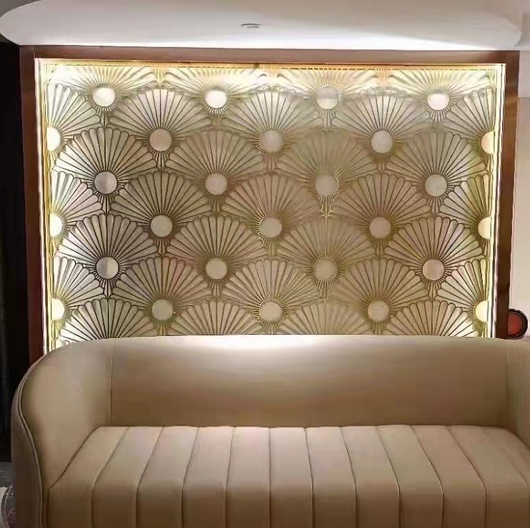 Golden decorative metal frame room divider wall panel