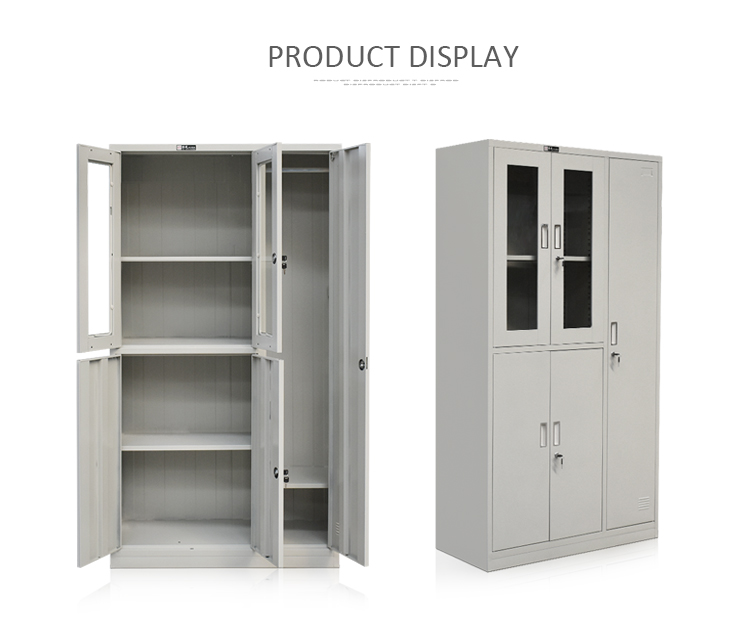 2 Glass Doors 3 Steel Doors Metal Storage Locker For File And Clothes