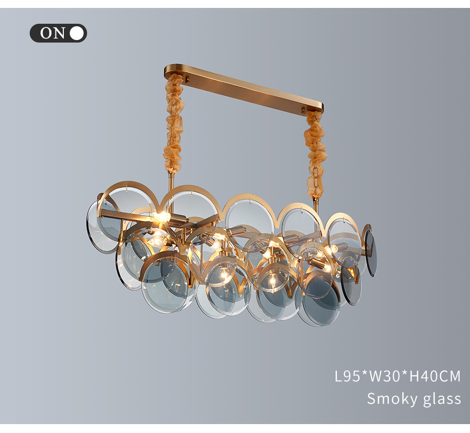 Modern chandeliers for living room home decor rectang smoke gray glass Blue Chandelier(WH-MI-312)