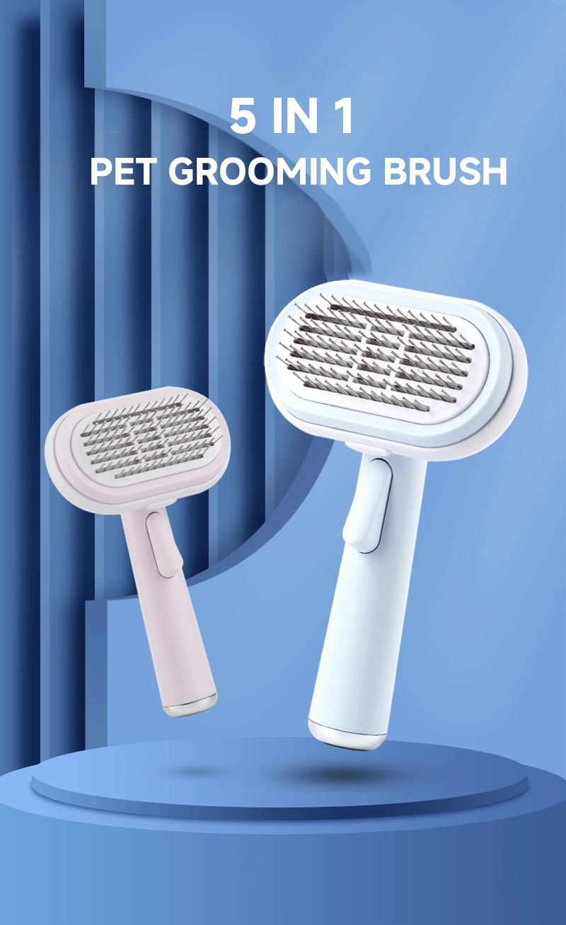 Hair Dematting Pin Comb Pet Grooming Kit Self Cleaning Slicker Brush Shedding Tool