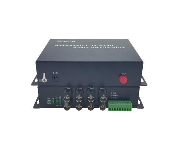 8 Channel Fiber Optic Video Converter , Video / Data / Audio Fiber Video