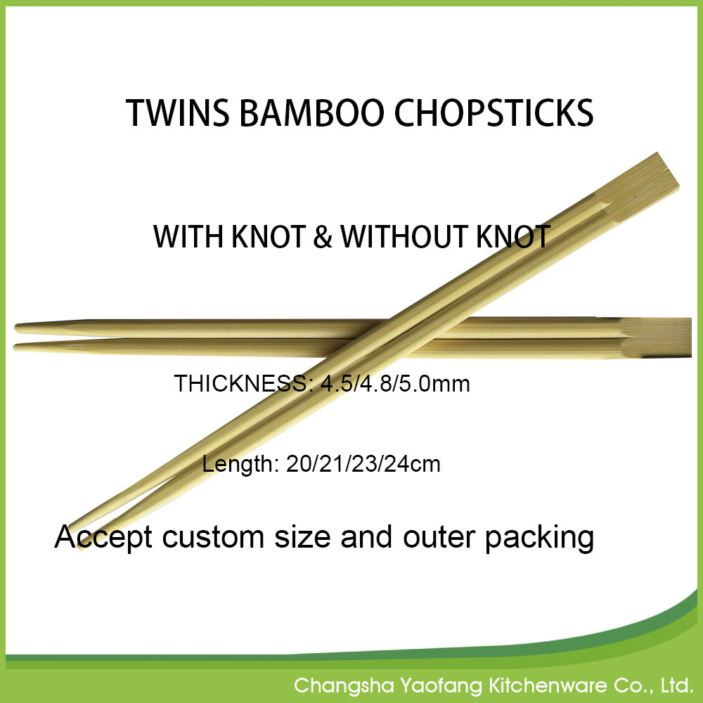 24 cm Twin Bamboo Chopsticks;Sushi Chopsticks Custom Smooth Without Glare; Open Paper Packing