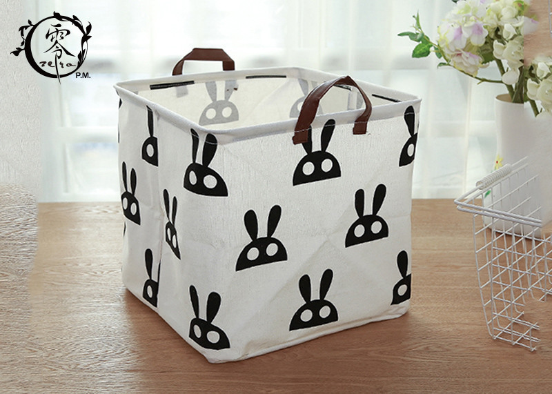 Collapsible Variegated Polyester Storage Baskets Bin with Durable Cotton Handles Home Organizer