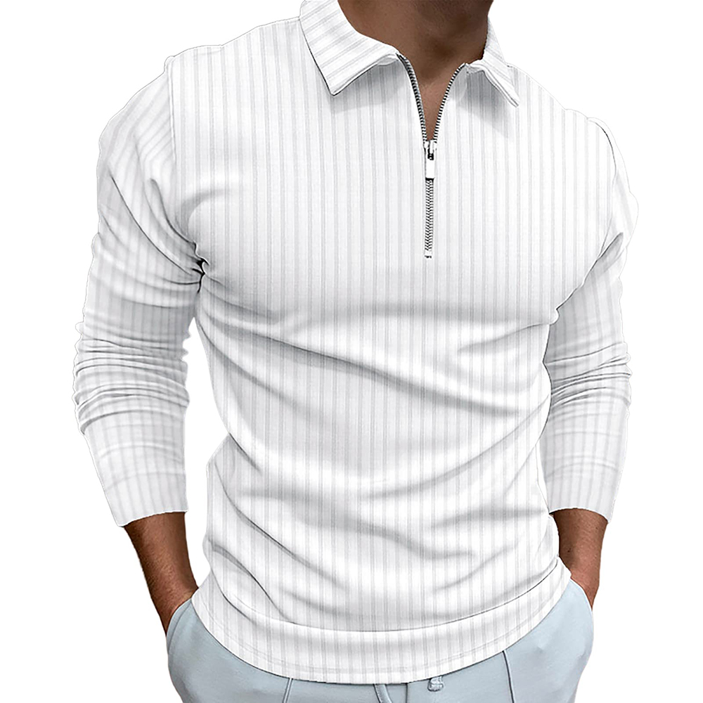 Custom Polo T Shirt for Men Luxury Half Zip Up Neck Ribbed Business Casual Tee Shirts