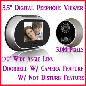 China 3.5 Digital Door Peephole Viewer Doorbell Photo Camera W/ 3.0M Pixel & 170° Wide Angle on sale