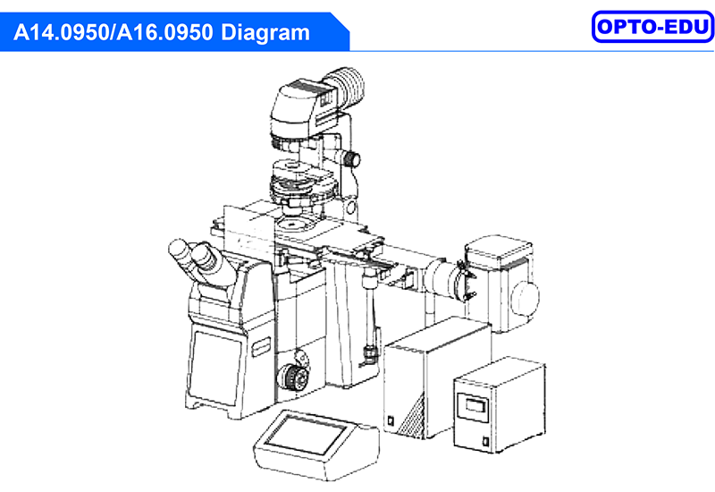Opto Edu A14.0950 Research Level Inverted Biological Microscope Mortorized Condenser
