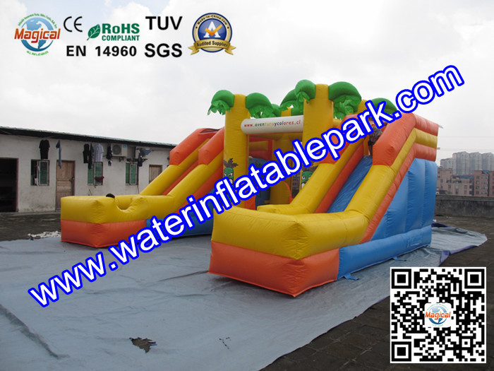 Tropical Tree Inflatable Bouncy Castle / Childrens Commercial Jumping Castles