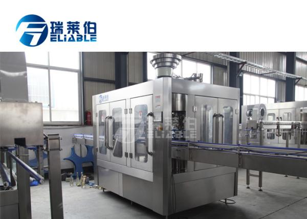 Electric Glass Bottle Filling Machine , Pure Water Washing Filling Capping