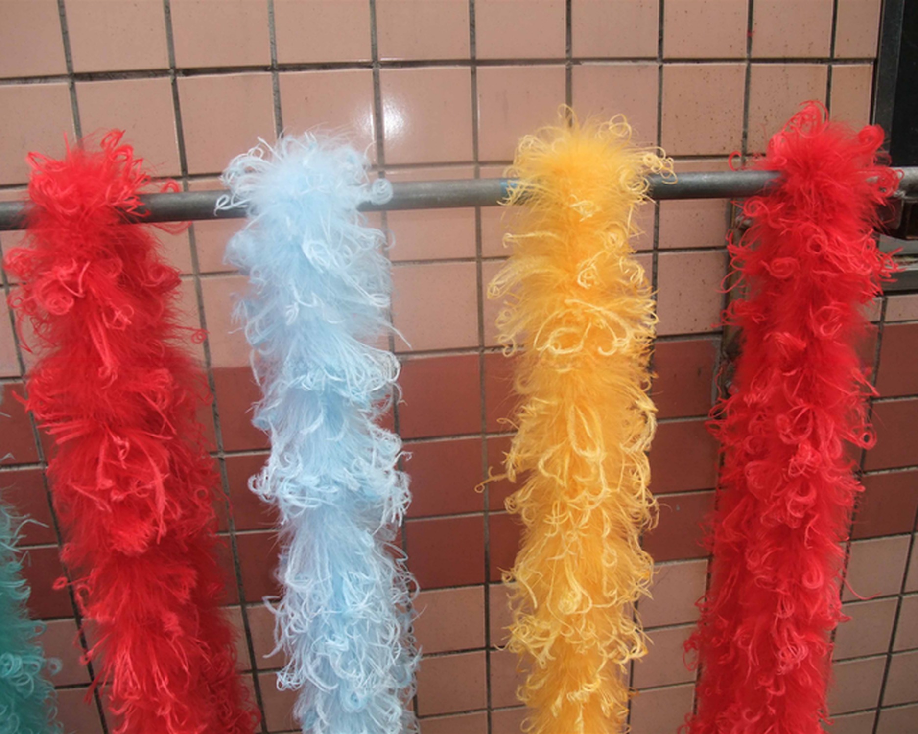 Dyed Marabou And Curly Ostrich Feather Scarf , Colorful Boa Scarf 9-11cm