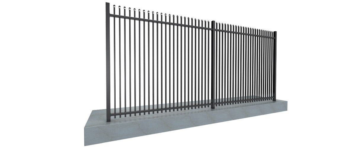 Residential Black 2.4m Tubular Metal Fencing Anti Rust Garden With Accessories