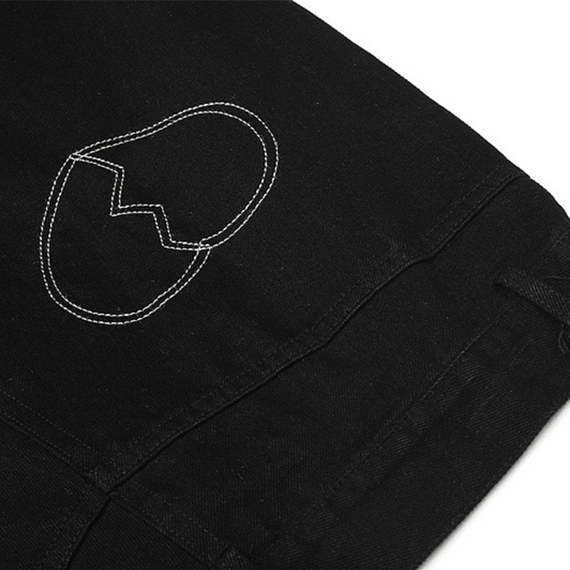 OEM Heart Shaped Jeans Oversize Straight Leg Wide Pants Denim Manufacturer Low MOQ