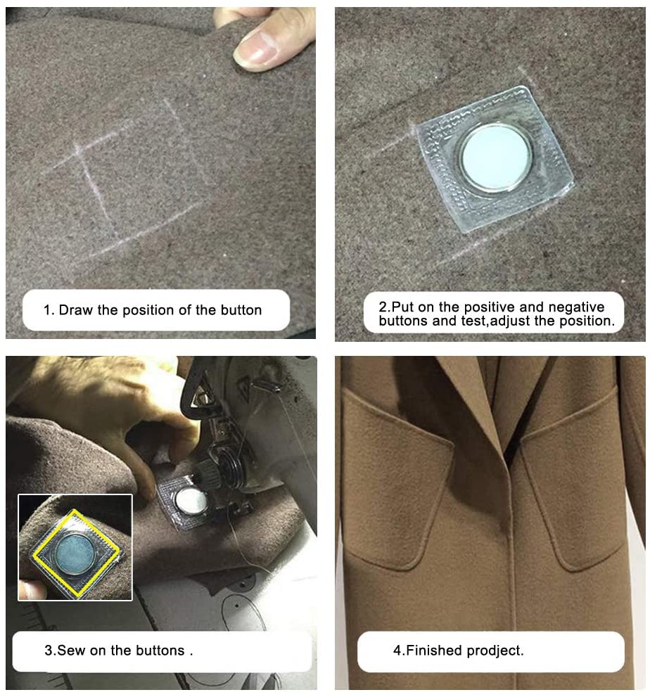 Zinc PVC Coating Steel Hidden Invisible Sew Magnetic Button for Clothing