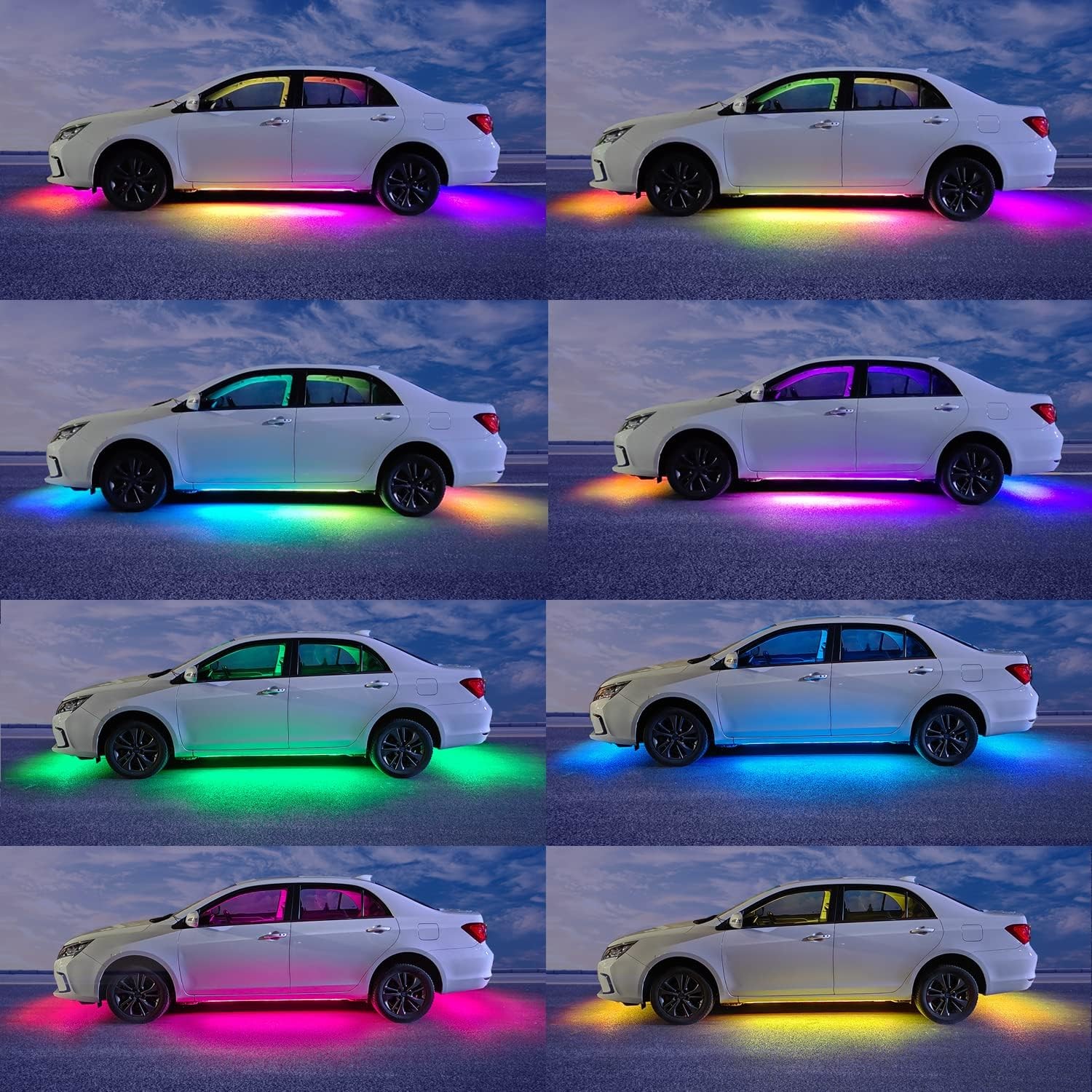 4pcs Car Underglow digital strip light Multi Color DIY Sound Active Function Music Mode with APP Control Remote Control