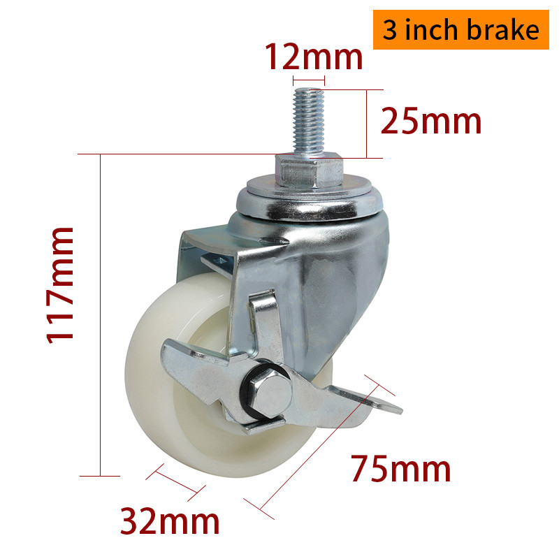 EDL Medium Duty 3inch 150kg Threaded TPA Caster by Swivel and Brake type