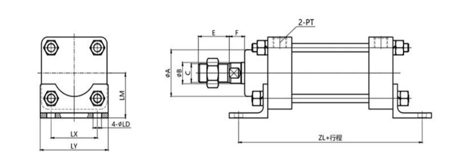 Custom Hydraulic Oil Cylinders Industrial MOB 32/40/63/80/100 Light Duty