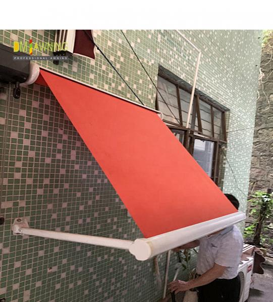 Aluminum Retractable Window Awnings Drop Arm Remote Control Deck Awnings